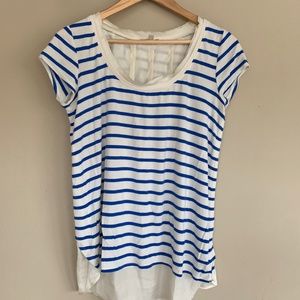 Striped tee with rayon silk back